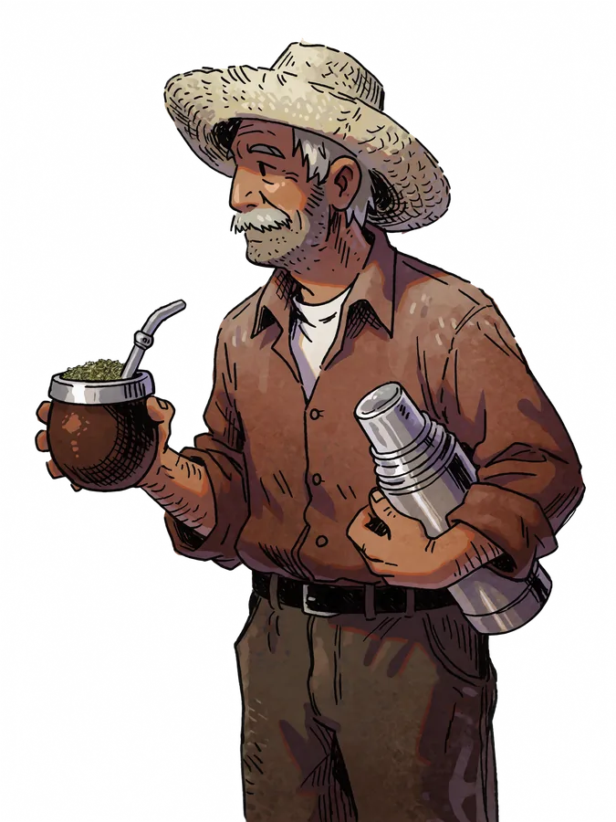 Illustrated portrait of Ramón Benítez.