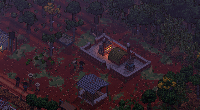 Twilight: violet light, the dryer’s fire glowing in the shed.